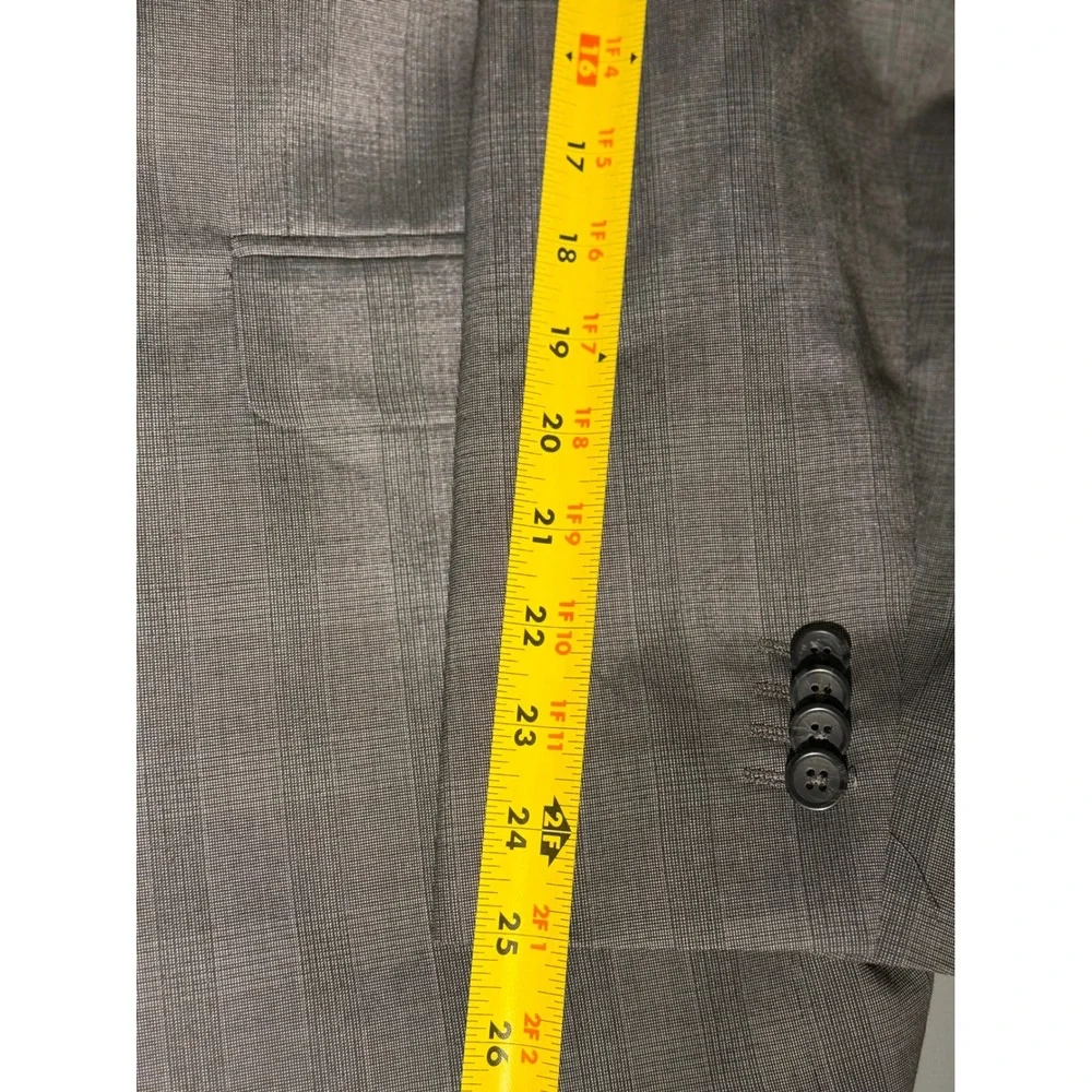 Banana Republic Mens 42R Tailored Fit Grey Plaid Blazer Jacket 415439-00